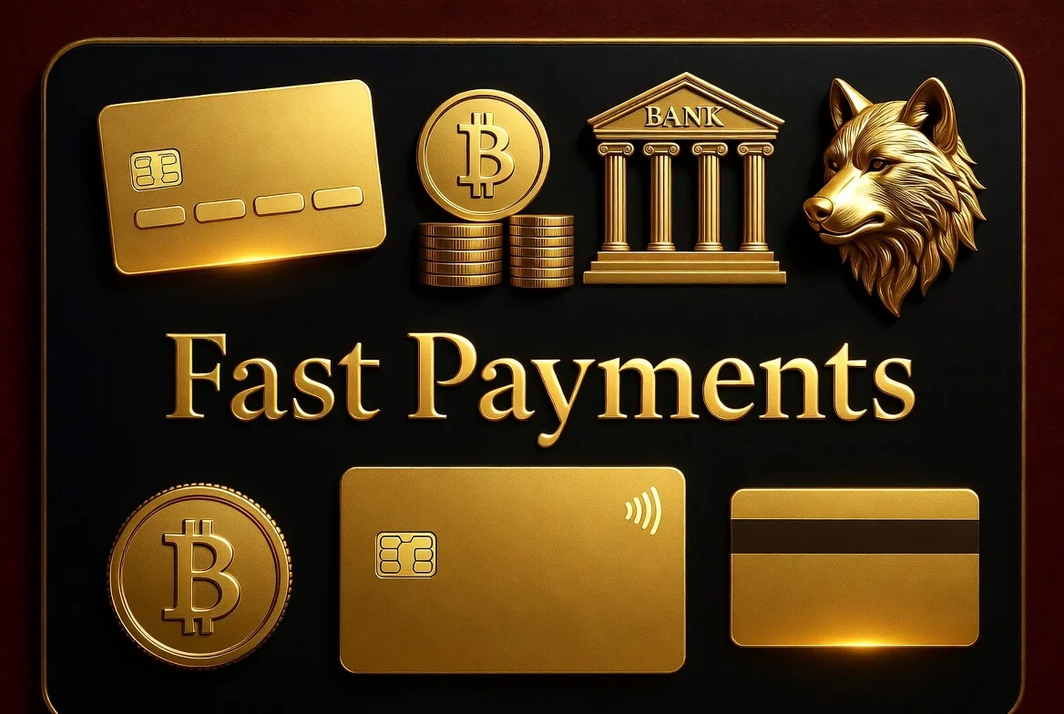 Payment methods panel showing cards, bank and crypto icons