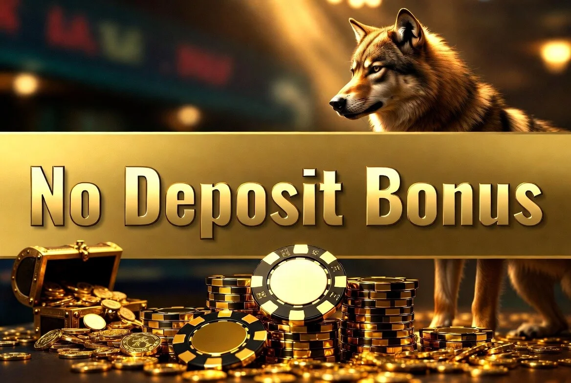 No-deposit offer panel with free spin symbols
